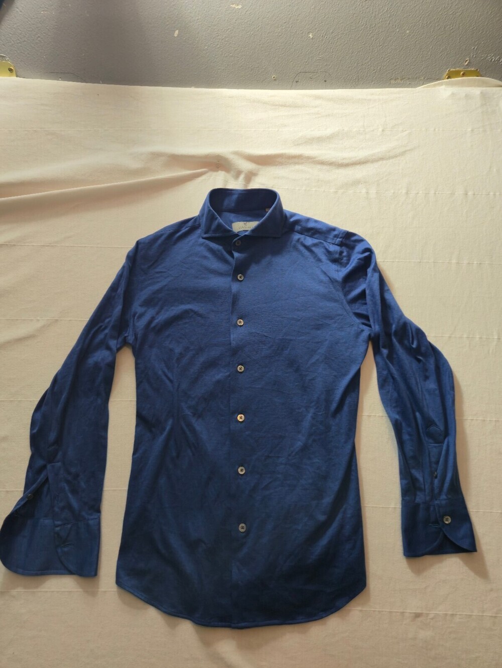 Canali Men's Blue Button-Up Cotton Shirt Made in Italy Size Small